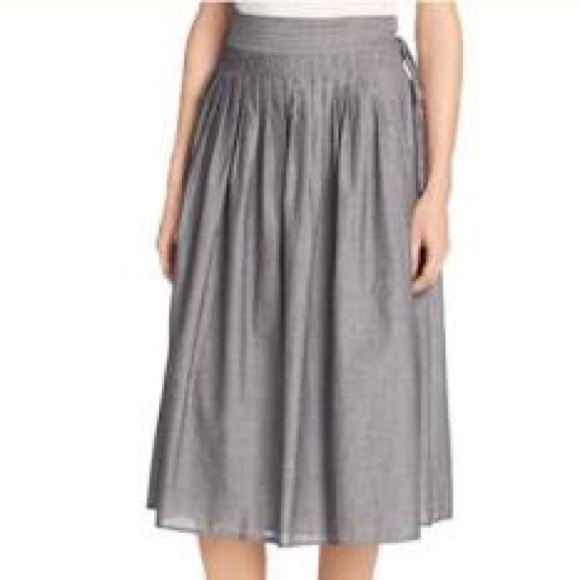 Vince Mini Striped Pleat Wrap Skirt, Medium - Picture 2 of 5